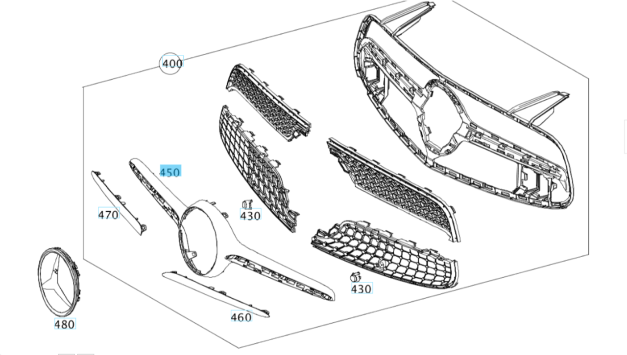 Mercedes W231 SL-Class Front Grille Moulding A2318850874