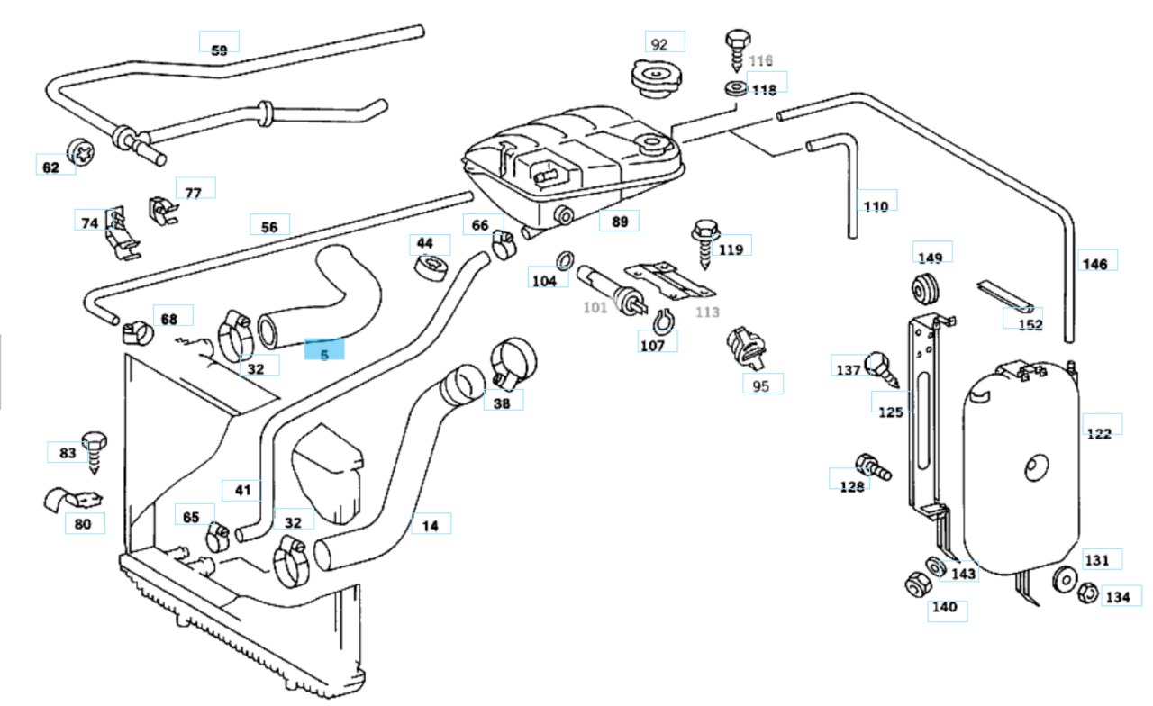 MEYLE TOP RADIATOR HOSE 1265010282 SUITS MERCEDES W124 & W126
