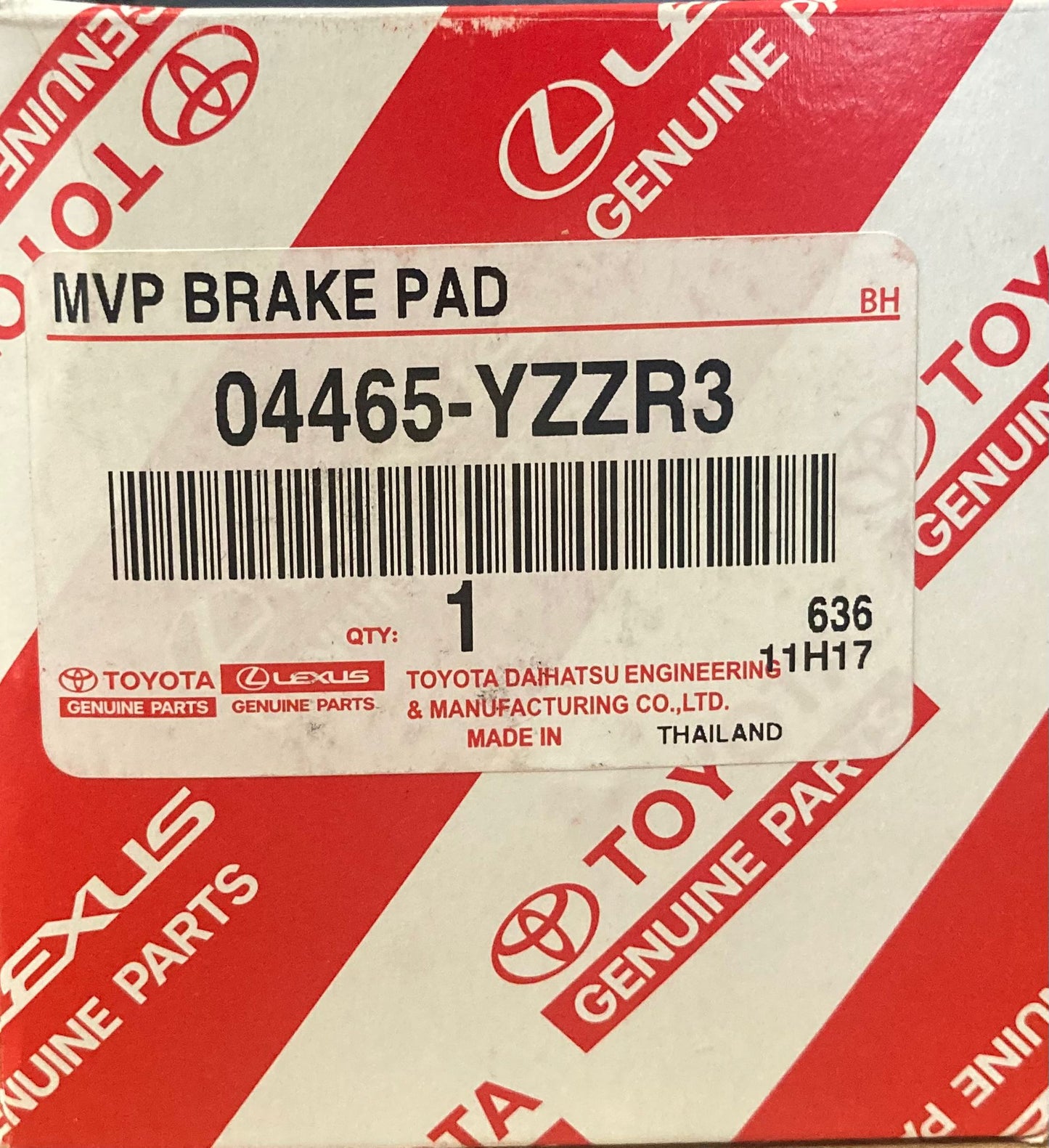 Genuine Toyota Front Brake Pads 04465-YZZR3 suits Corolla/Yaris/Rav 4