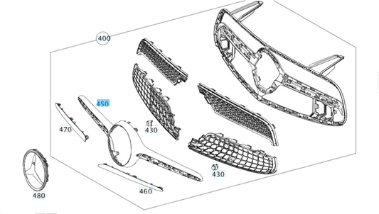 Mercedes W231 SL-Class Front Grille Moulding A2318850874