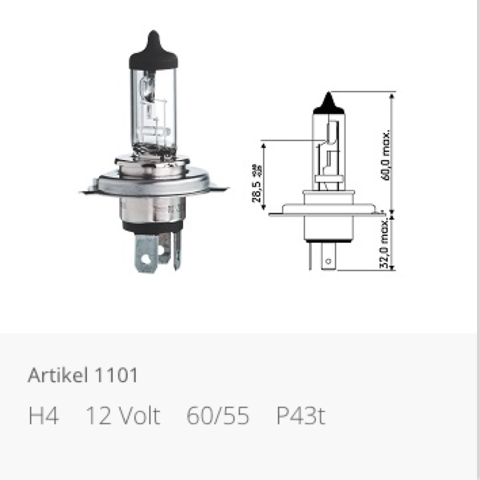 JAHN 1101 H4 GLOBE 12V 60/55W