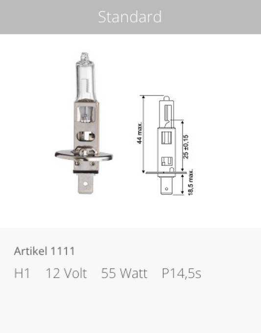 JAHN H1 12V/55w Globe P/N 1111
