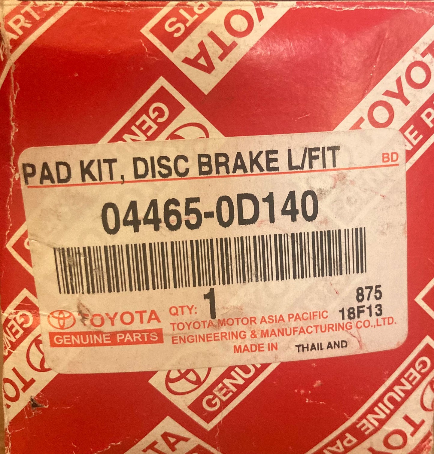 Toyota Genuine Front Brake Pads to suit Yaris 04465-0D140