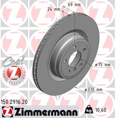 Zimmermann Rear Brake Disc 150.2916.20 to suit BMW F01/F02/F07